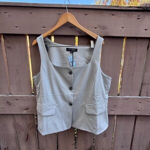 LOFT Versa Light Gray Sleeveless Button-Front Vest